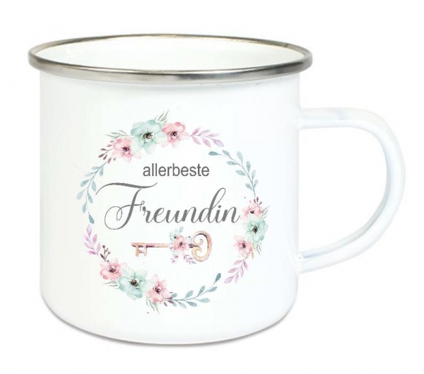 ♥ Tasse Emailletasse allerbeste Freundin Dankeschön, Geburtstag, Vatertag, Abschied, Jubiläum, Geschenk, Becher von Lüttentüddel